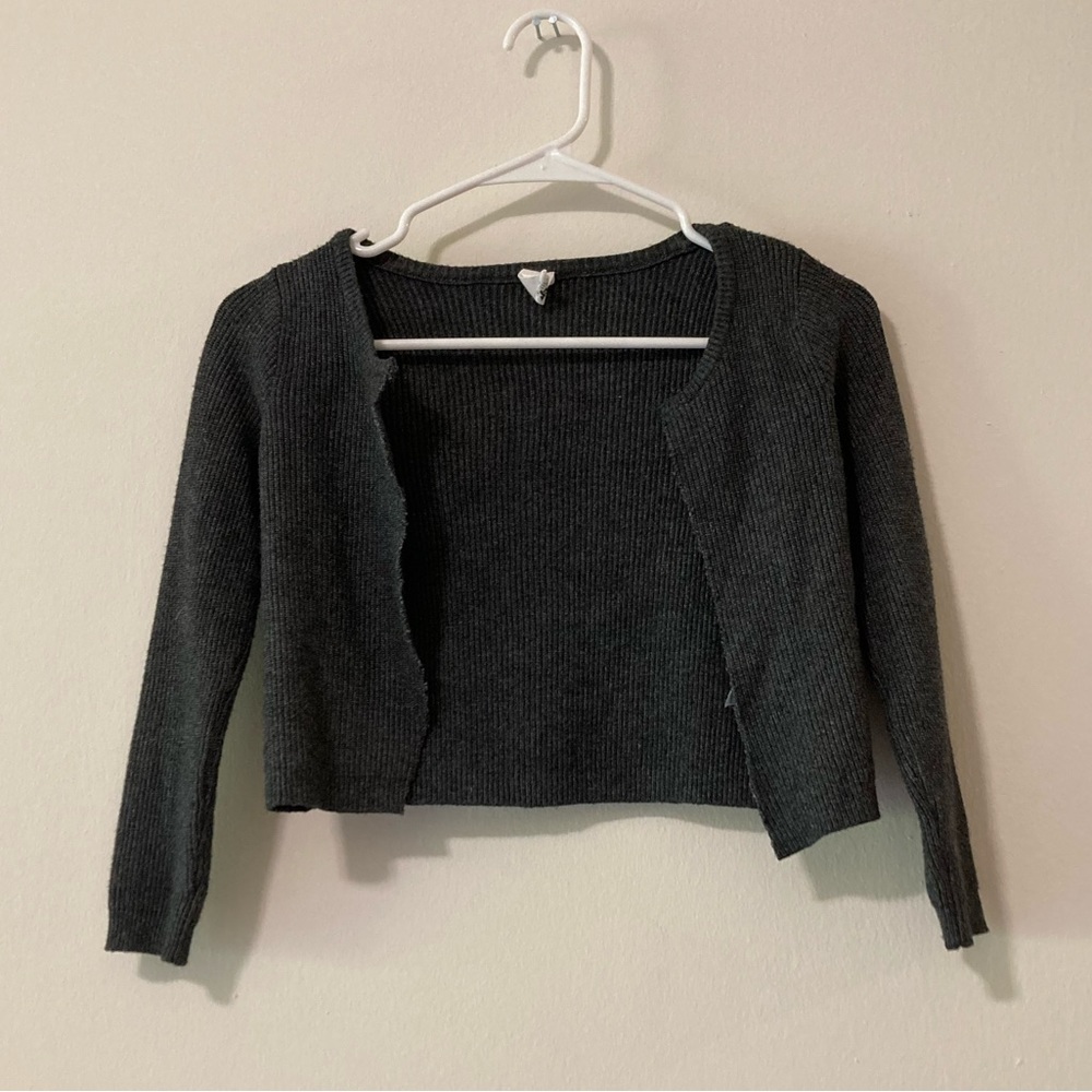 tokyo darling cardigan cropped size extra small gray top..